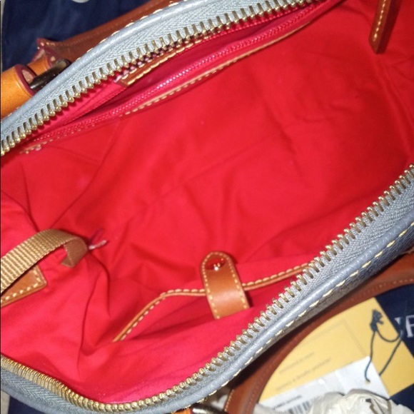 DOONEY & BOURKE GRAY FLORENTINE LEATHER SATCHEL DOMED HANDBAG & MONOGRAM WALLET - Picture 9 of 10